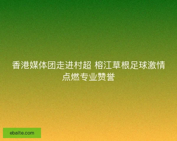 香港媒体团走进村超 榕江草根足球激情点燃专业赞誉